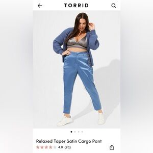 Torrid Relaxed Taper Satin Cargo Pant sz 18 Blue Horizon NWT